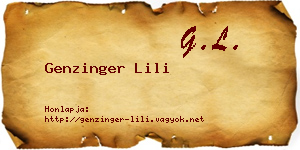 Genzinger Lili névjegykártya